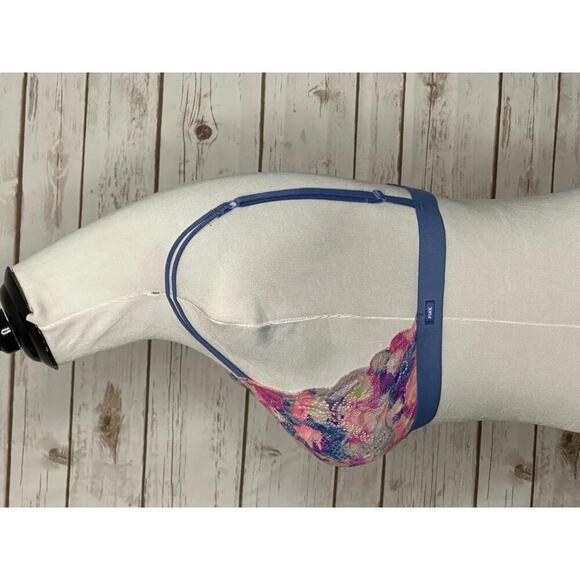 PINK Victoria's Secret multicolored lace wireless triangle bralette Siz… - Picture 2 of 5